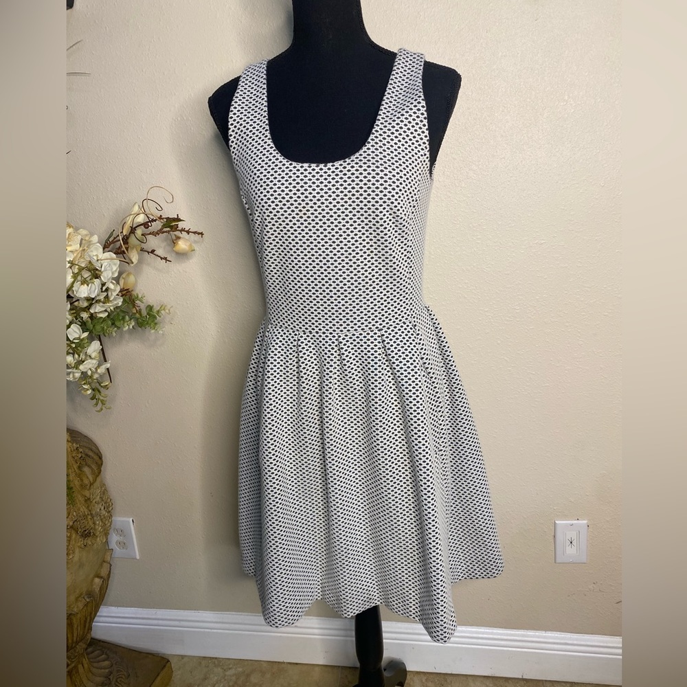 Banana Republic Hunter Green and Cream Swing Dress with Pockets!! Size 4